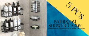 Adhesive Shower Caddy (5-Pack) | Rustproof No-Drill Bathroom Shelves Organizer