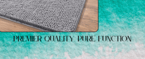 grey chenille non-slip quick dry bath mat with rubber backing