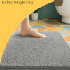 grey chenille non-slip quick dry bath mat with rubber backing