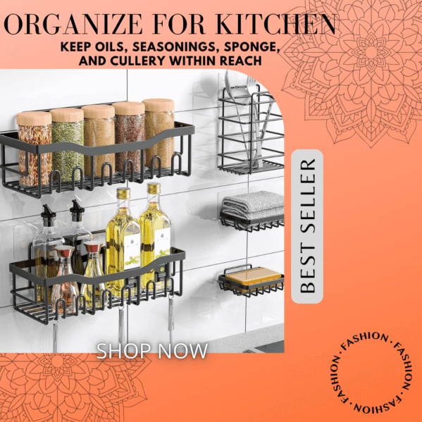 Adhesive Shower Caddy (5-Pack) | Rustproof No-Drill Bathroom Shelves Organizer