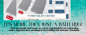grey chenille non-slip quick dry bath mat with rubber backing