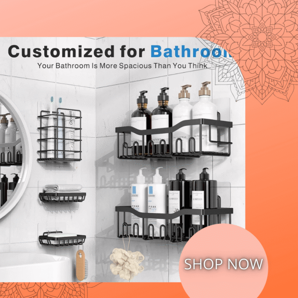 Adhesive Shower Caddy (5-Pack) | Rustproof No-Drill Bathroom Shelves Organizer