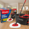 O-Cedar EasyWring Microfiber Spin Mop & Bucket Floor Cleaning System – Red and Gray