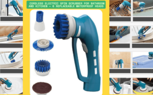 Cordless Electric Spin Scrubber for Bathroom and Kitchen – 6 Replaceable Waterproof Heads