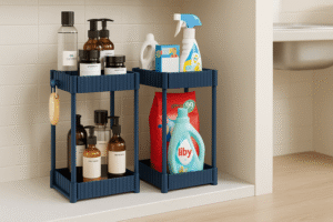 sliding under sink pull out organizer for kitchen & bathroom cabinets