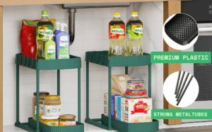 sliding under sink pull out organizer for kitchen & bathroom cabinets