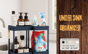 sliding under sink pull out organizer for kitchen & bathroom cabinets