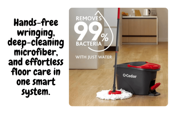 O-Cedar EasyWring Microfiber Spin Mop & Bucket Floor Cleaning System – Red and Gray