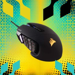 Corsair Scimitar RGB Elite gaming mouse with 17 programmable buttons and 18K DPI for MMO & MOBA