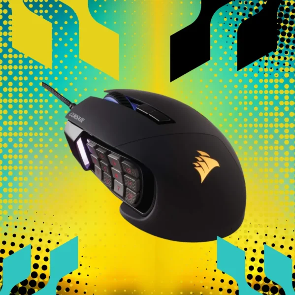 Corsair Scimitar RGB Elite gaming mouse with 17 programmable buttons and 18K DPI for MMO & MOBA