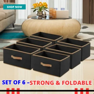 Foldable Storage Boxes Set of 6 for Wardrobe & Clothes