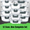 24-Piece Glass Meal Prep Set – Airtight Oven & Freezer Safe