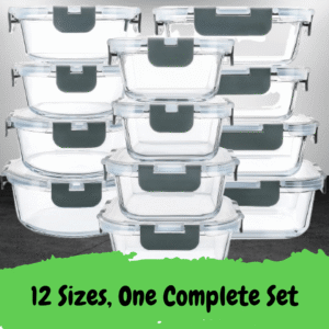 24-Piece Glass Meal Prep Set – Airtight Oven & Freezer Safe