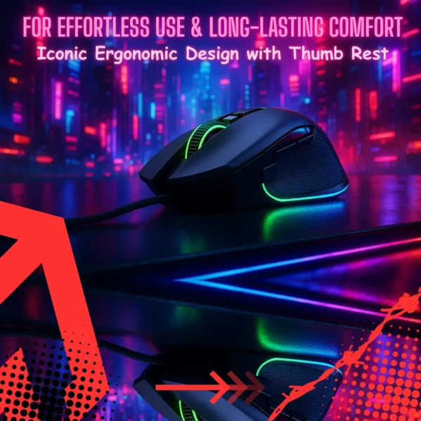 Basilisk V3 Gaming Mouse 26K DPI 11 Programmable Buttons HyperScroll Tilt Wheel RGB Lighting