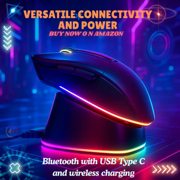 Razer Cobra Pro Wireless Gaming Mouse 30K DPI HyperSpeed – Rear perspective showing dynamic RGB lighting and curved body