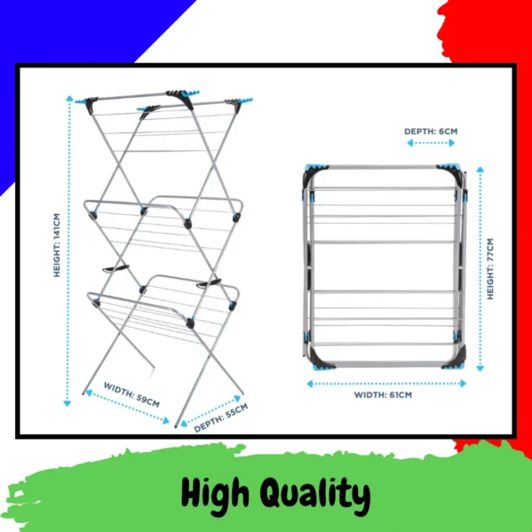 Foldable 3-Tier Drying Rack – Space-Saving Indoor Airer