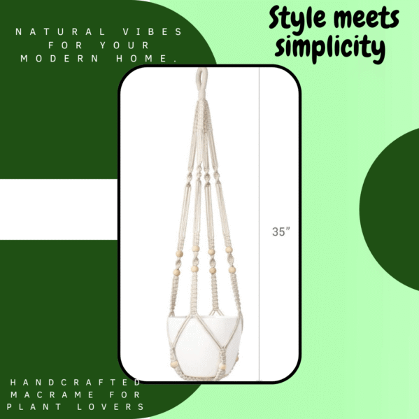 Mkono Macrame Plant Hanger 35 inch Indoor Outdoor Pot Holder