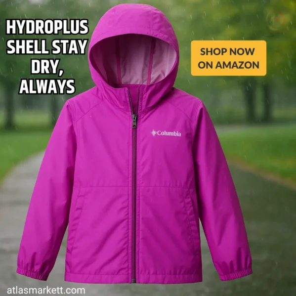 Lightweight Waterproof Rain Jacket for Girls worn by a young schoolgirl outdoors
