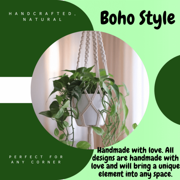 Mkono Macrame Plant Hanger 35 inch Indoor Outdoor Pot Holder