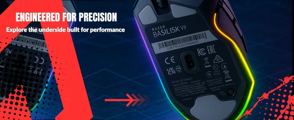 Basilisk V3 Gaming Mouse 26K DPI 11 Programmable Buttons HyperScroll Tilt Wheel RGB Lighting
