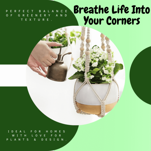 Mkono Macrame Plant Hanger 35 inch Indoor Outdoor Pot Holder