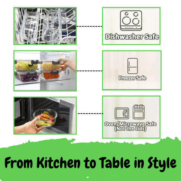 24-Piece Glass Meal Prep Set – Airtight Oven & Freezer Safe