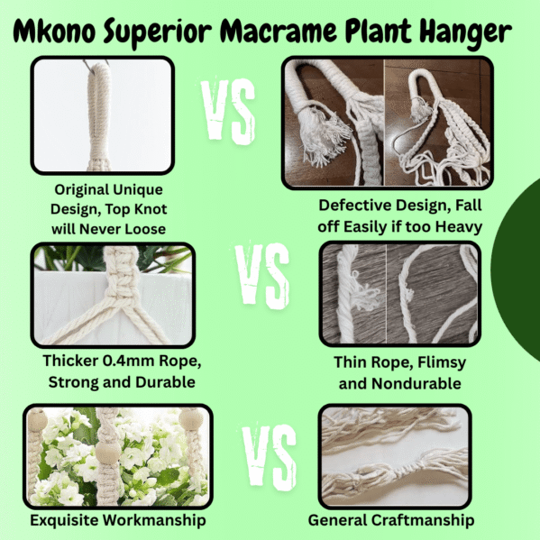 Mkono Macrame Plant Hanger 35 inch Indoor Outdoor Pot Holder