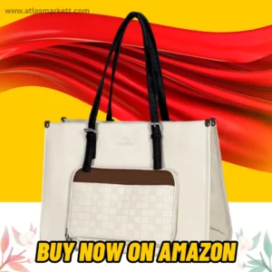 Laptop Tote Bag Women 15.6 Waterproof PU Leather with Lunch showing front view with laptop inside