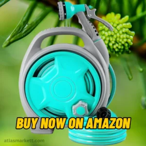 Retractable Garden Hose Reel 50FT with 7-Function Sprayer Front View Showing Hose and Nozzle