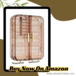Acrylic Wall Mount Jewelry Organizer for Earrings and Necklaces Front View Showing Compartments