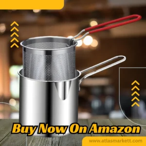 Mini Stainless Steel Deep Fryer Pot 1200ml with Basket front view of the fryer pot