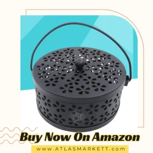 Mosquito Coil Box Fireproof Metal Holder Round Incense Burner for home use