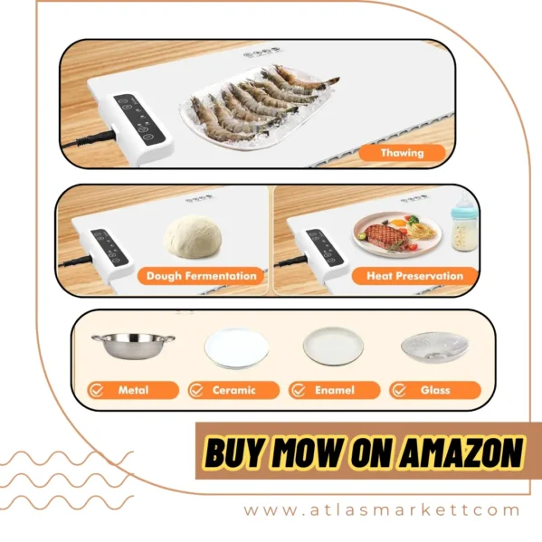 Electric Food Warmer 24x15 Large Silicone Warming Mat keeping multiple dishes hot