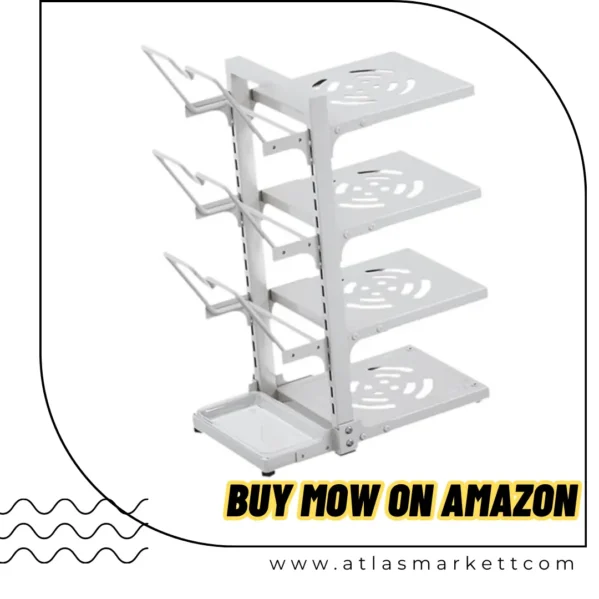 Durable Carbon Steel Kitchen Rack for Pots, Pans, and Lids