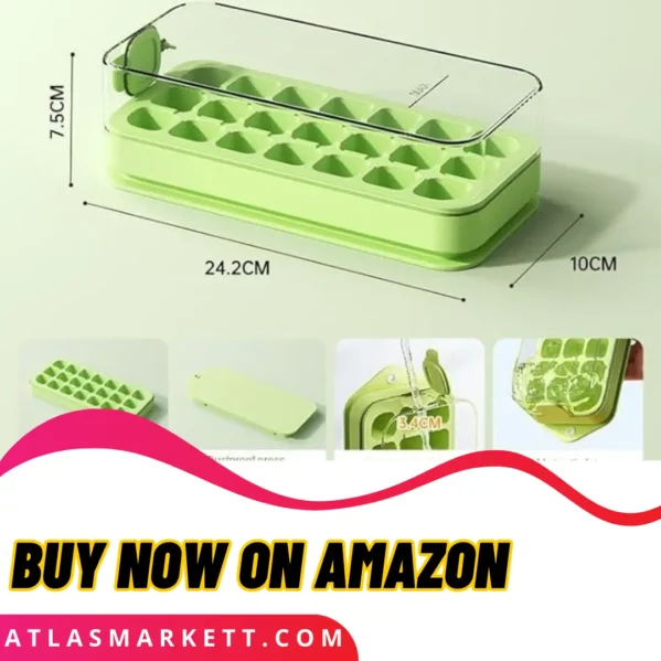 Ice Cube Tray with Lid & Bin | Easy Release BPA Free 21 Cubes – Easy release system pops out ice cubes smoothly