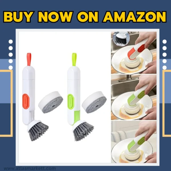 Dish Brush with Soap Dispenser Replacement Kitchen Brushes with Ergonomic Handle for Comfortable Grip