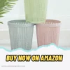 Creative Hollow Trash Can Waste Bin for Home Kitchen Office showing wicker style body