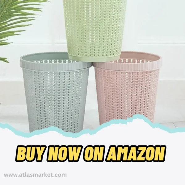Creative Hollow Trash Can Waste Bin for Home Kitchen Office showing wicker style body