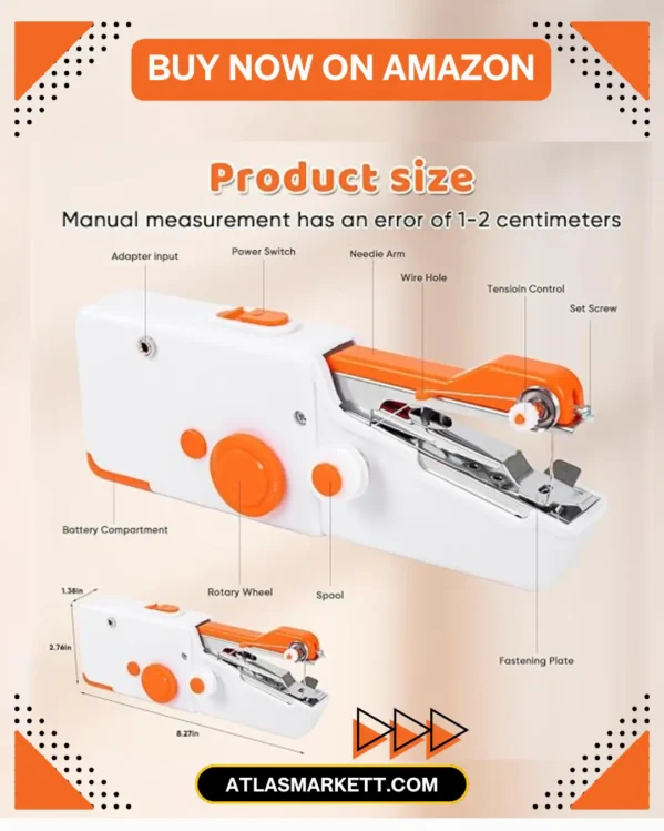 Handheld sewing machine for home repairs and small fixes