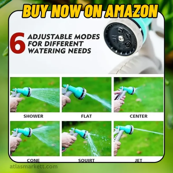 Retractable Garden Hose Reel 50FT with 7-Function Sprayer – 7 Spray Function Nozzle Close-Up