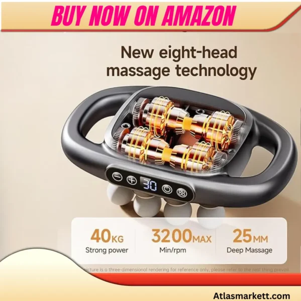 8-Head Massage Gun Deep Tissue Pain Relief Muscle Relax ergonomic dual ring handles
