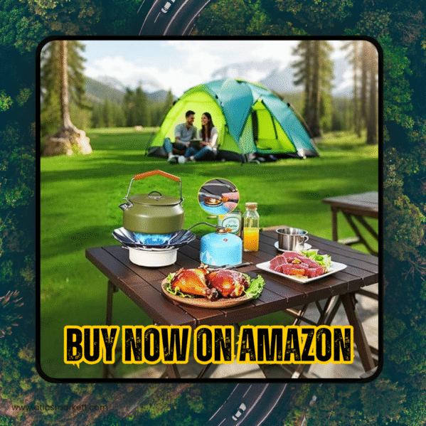 Windproof Camping Stove with Piezo Ignition Portable Gas Burner with stainless steel durable construction for camping