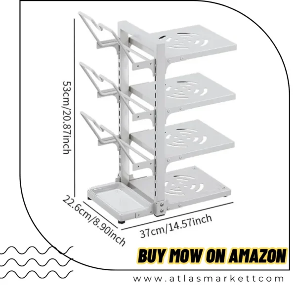 Double-Sided Kitchen Organizer Rack with Baking Sheet and Cookware Storage