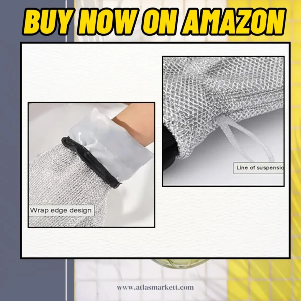 Wire Dishwashing Gloves Non Scratch Stainless Steel Scrubber reusable and machine washable