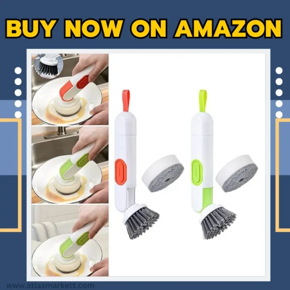 Dish Brush with Soap Dispenser Replacement Kitchen Brushes Perfect for Sinks, Cookware, and Daily Kitchen Use
