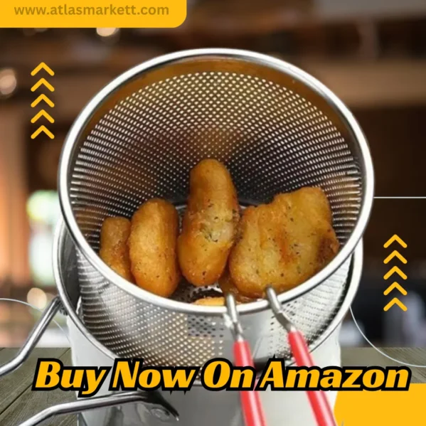 Mini Stainless Steel Deep Fryer Pot 1200ml with Basket being used for chicken wings