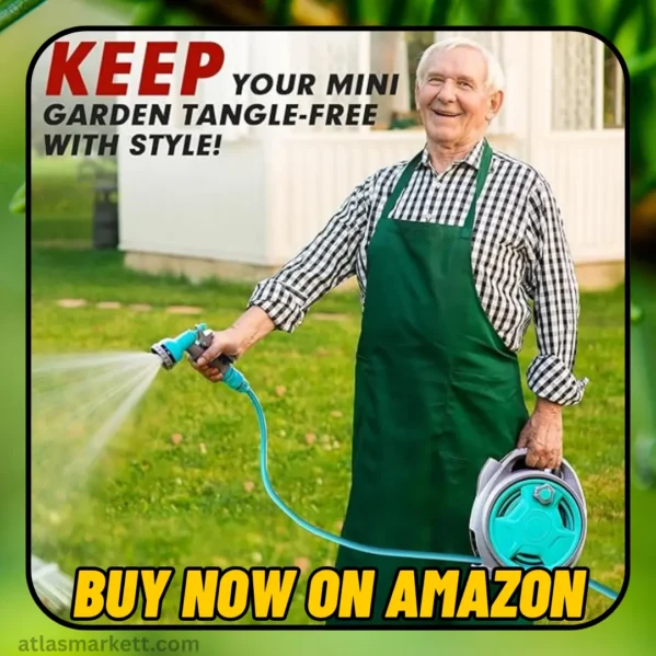 Retractable Garden Hose Reel 50FT with 7-Function Sprayer – Handheld Portable Use