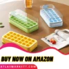 Ice Cube Tray with Lid & Bin | Easy Release BPA Free 21 Cubes – Clear water level markings for precise filling
