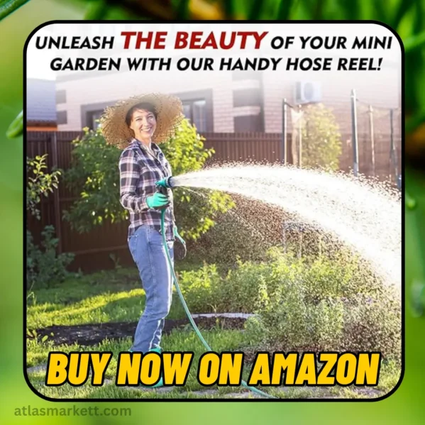 Retractable Garden Hose Reel 50FT with 7-Function Sprayer – Outdoor Patio Cleaning Setup