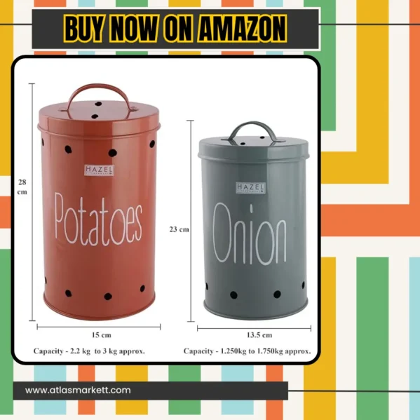 Airtight Onion Potato Storage Jars Set Leak-Proof Stainless Steel stainless steel texture detail